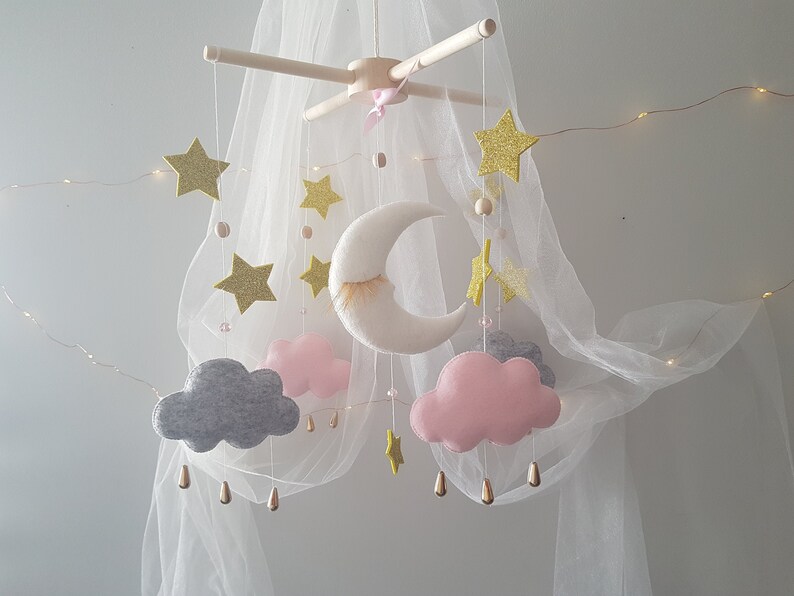 Moon and Stars Mobile Mobile Nursery Cloud and Moon Baby Etsy