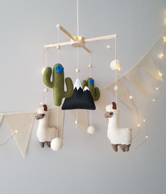 Llama Cactus Nursery Mobile Mobile Bebe Personalized Llama Etsy Llama Cactus Nursery Mobile Mobile Bebe Personalized Llama Etsy