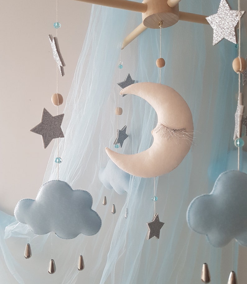 Moon Mobile Crib Mobile Moon and Star Sky Mobile Nursery Etsy