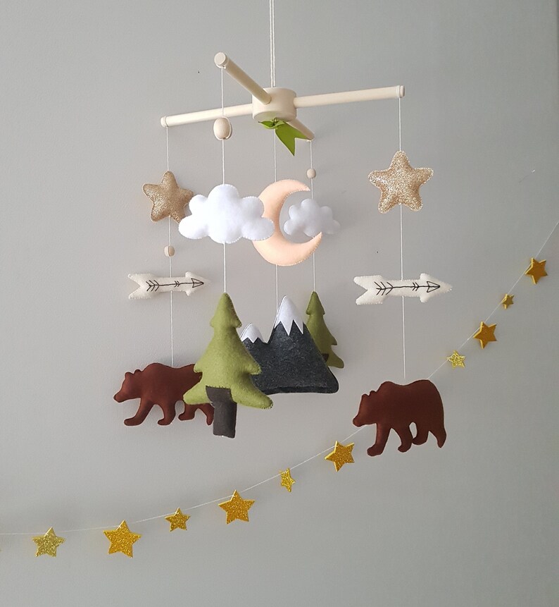 Woodland Animals Baby Mobile Mountain Nursery Mobile Forest Etsy