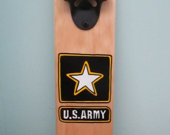 United States Army Wall Mounted Bottle opener with magnetic cap catcher bottle cap catching opener