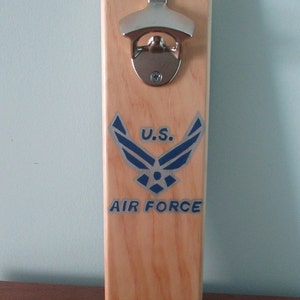 United States Air Force Wall Mounted Bottle opener with magnetic cap catcher bottle cap catching opener