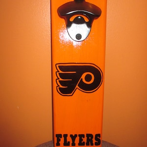 Philadelphi Flyers Wall Mounted Wooden Magnetic Bottle Opener with magnetic cap catcher bottle cap catching opener