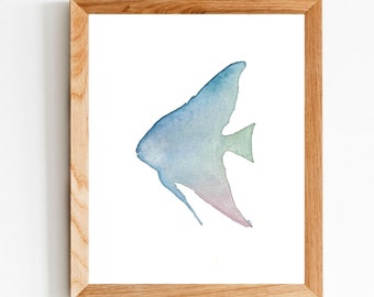 Coastal Art Print, Fish Watercolour, Angelfish Print, Coastal Decor, Beach Print, Beach Art, Sea Print, Watercolour Prints, Beachy Wall Art