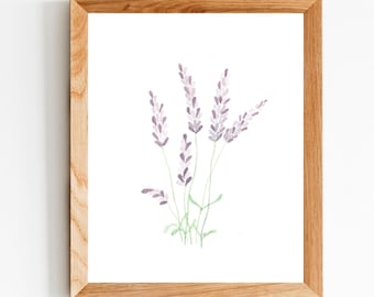 Lavender Print, Lavender Art, Lavender Wall Art, Botanical Prints, Botanical Art, Botanical Wall Art,  Watercolour Print, Watercolour Art