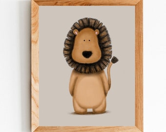 Safari Nursery Art, Lion Nursery Wall Art, Kids Room Decor Art, Lion Poster Print, Nursery Prints Neutral, Scandi Nursery Print, Lion Art