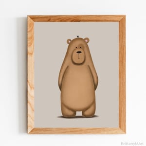Bear Nursery Print, Woodland Nursery Prints, Bear Illustration, Woodland Kids Room,  Baby Room Wall Art, Neutral Nursery Decor