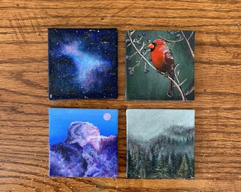 Tiny Paintings, Acrylic, 2x2 inches : Art  Small canvas art, Small canvas  paintings, Mini canvas art