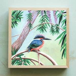 Colourful Bird Painting, Bird Print, Small Wall Art, Tiny Wall Art Print, Miniature Print, Mini Bird Decor, Tiny Paintings