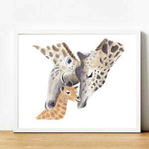 Safari Nursery Print, Baby Room Decor, Giraffe Print, Giraffe Painting, Baby Animal Nursery Art, Animal Families, Nursery Art image 4