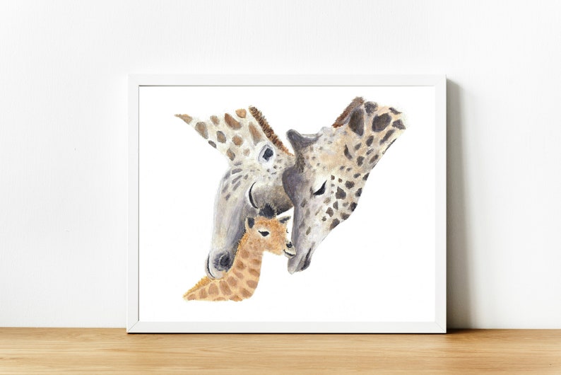 Safari Nursery Print, Baby Room Decor, Giraffe Print, Giraffe Painting, Baby Animal Nursery Art, Animal Families, Nursery Art image 4