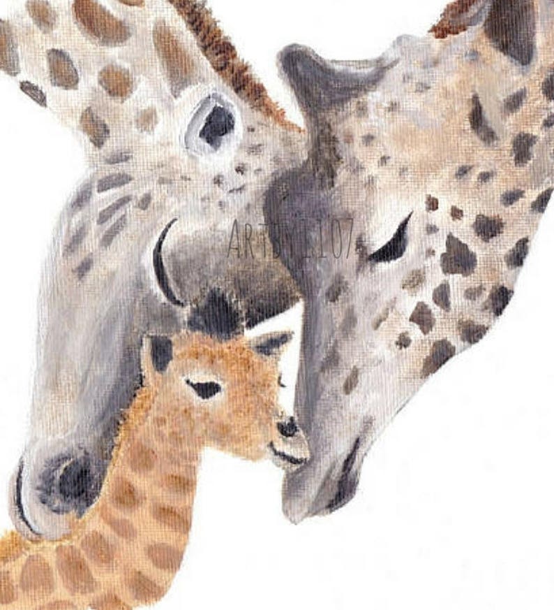 Safari Nursery Print, Baby Room Decor, Giraffe Print, Giraffe Painting, Baby Animal Nursery Art, Animal Families, Nursery Art image 3