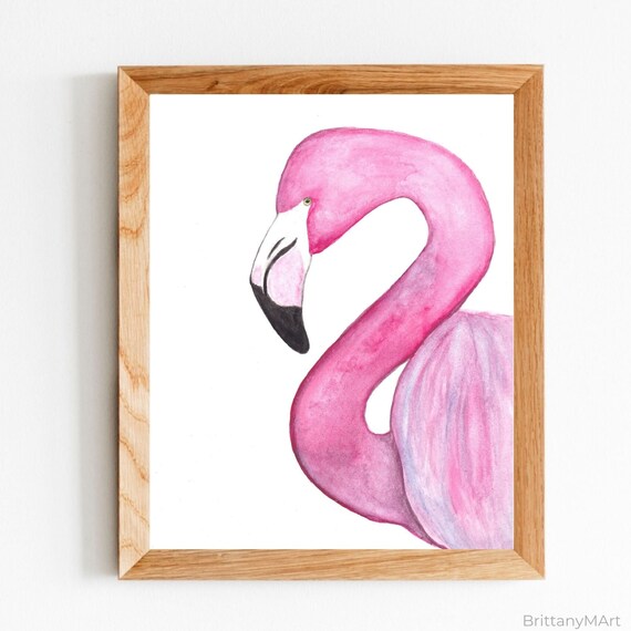 Flamingo Print, Watercolour Print, Flamingo Decor, Flamingo Gifts, Pink Wall Art, Pink Prints, Animal Art Print