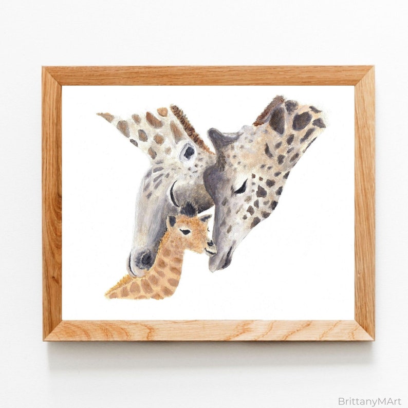 Safari Nursery Print, Baby Room Decor, Giraffe Print, Giraffe Painting, Baby Animal Nursery Art, Animal Families, Nursery Art image 1