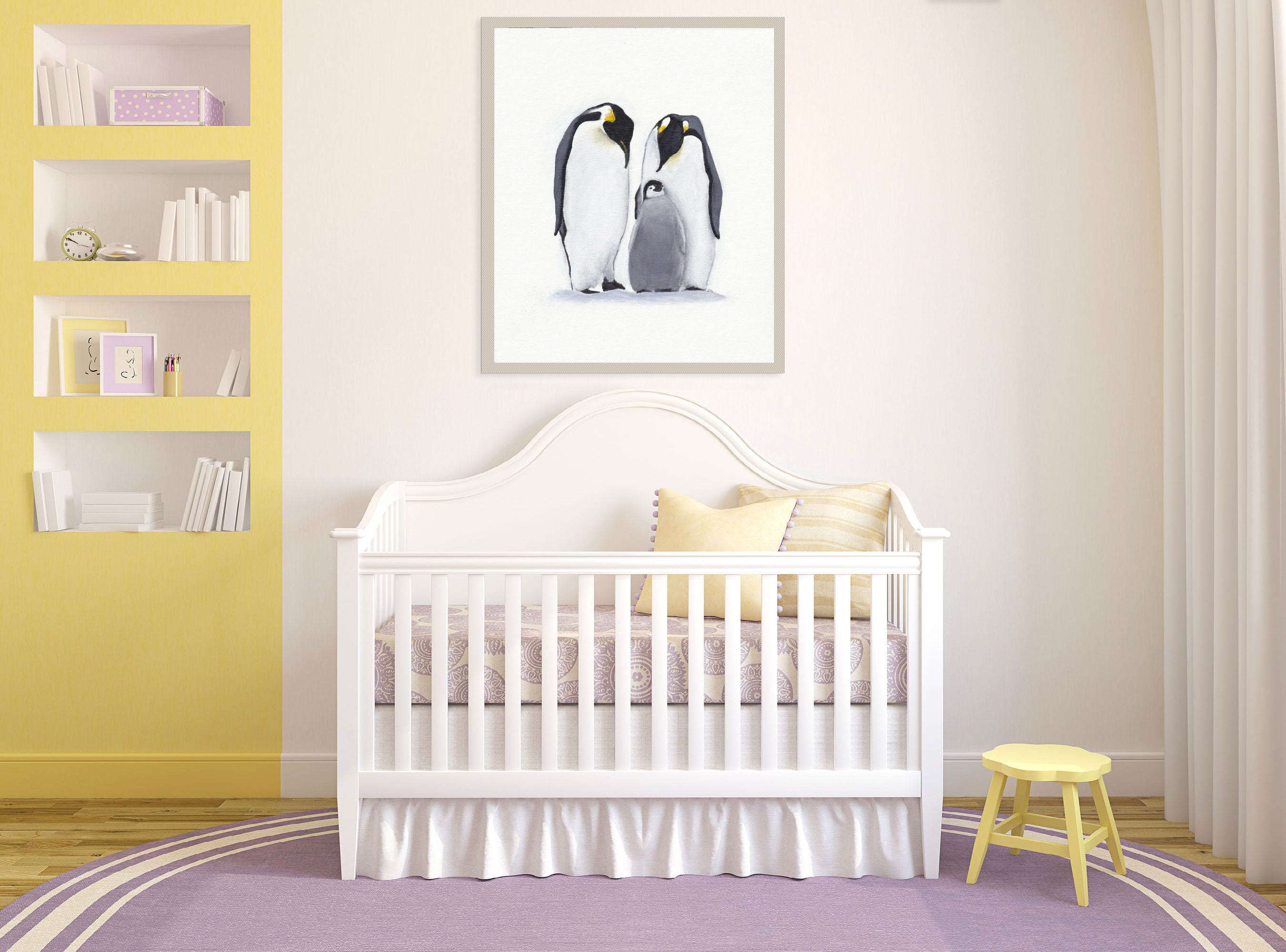 Penguin Nursery Art, Kids Room Decor, Penguin Family Art, Penguin