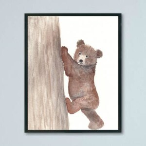 Decoração de berçário de floresta, estampas de animais de floresta, estampa de urso, decoração de berçário de urso, arte de parede de urso marrom, arte de parede de berçário de urso, arte em aquarela imagem 5