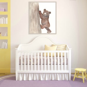 Decoração de berçário de floresta, estampas de animais de floresta, estampa de urso, decoração de berçário de urso, arte de parede de urso marrom, arte de parede de berçário de urso, arte em aquarela imagem 6
