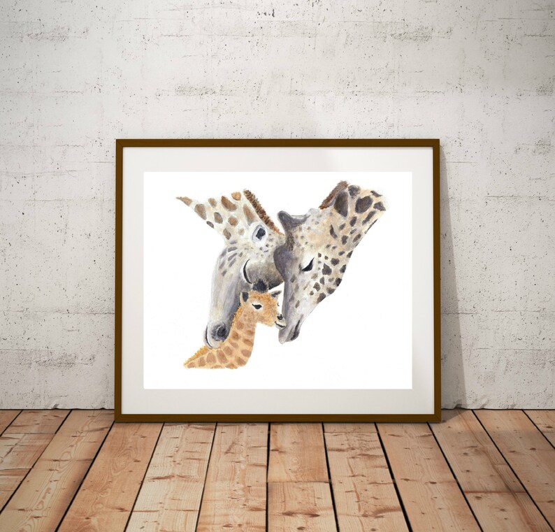 Safari Nursery Print, Baby Room Decor, Giraffe Print, Giraffe Painting, Baby Animal Nursery Art, Animal Families, Nursery Art image 5