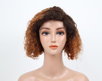 Apohair 10 Zoll helles Kupfer Ombre Curly #T228 Perücken 180 Dichte – 100 Echthaar