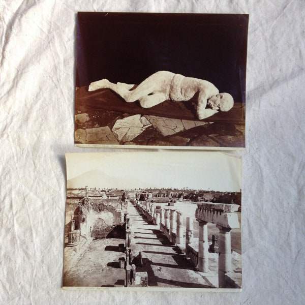 Two Early Photographs - Sepia Prints of Pompeii - G Sommer Photograph - Grand Tour Photographs - Albumen Prints - Early Photographs of Italy
