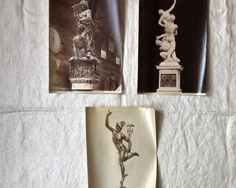 Three Early Photographs - Sepia Prints of Italian Sculpture - Grand Tour Photographs - Albumen Prints - Donatello Photograph