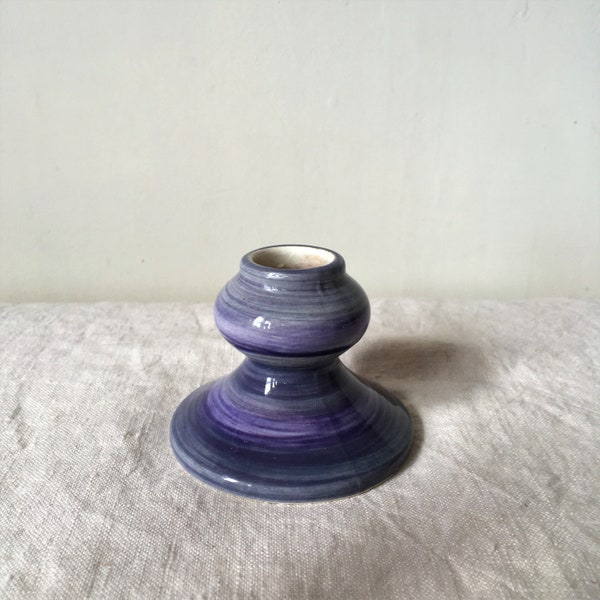 Jersey Pottery Candlestick - Small Pottery Candlestick - Jersey Pottery Candle Holder - Hand-painted Candle Holder - Purple Candlestick