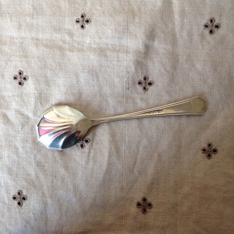 Vintage Scalloped Silver Spoon Solid Silver Sugar Spoon Etsy
