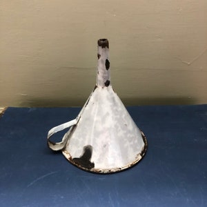 French Vintage Enamel Funnel - Vintage French Enamel Funnel - Marbled Enamel Kitchenware - Rustic Kitchen Styling - Vintage Kitchen Decor