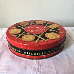 Vintage Peek Frean Tin - Fifties Biscuit Tin - Peek Frean&#39;s Tin - Cocktail Biscuits Tin - Fifites Styling - Cheese Biscuits Tin