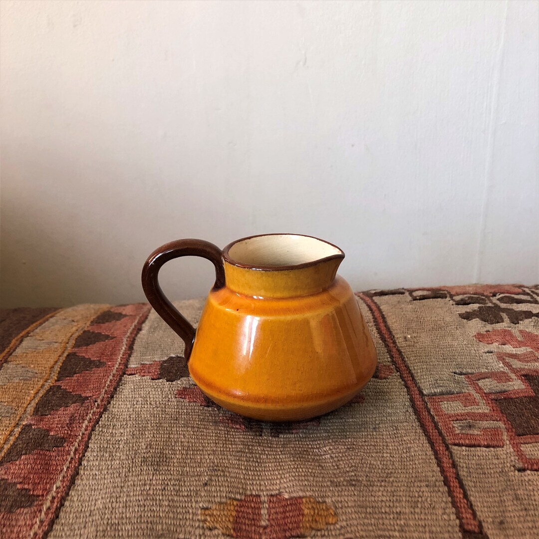 Vintage Pottery Jug Small Pottery Jug Golden Yellow Jug Etsy