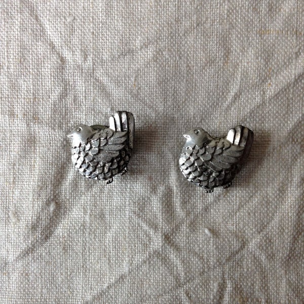 Pair of Pewter Metzke Magnets - Vintage Metzke Bird Magnets - Metzke Metalwork Magnets