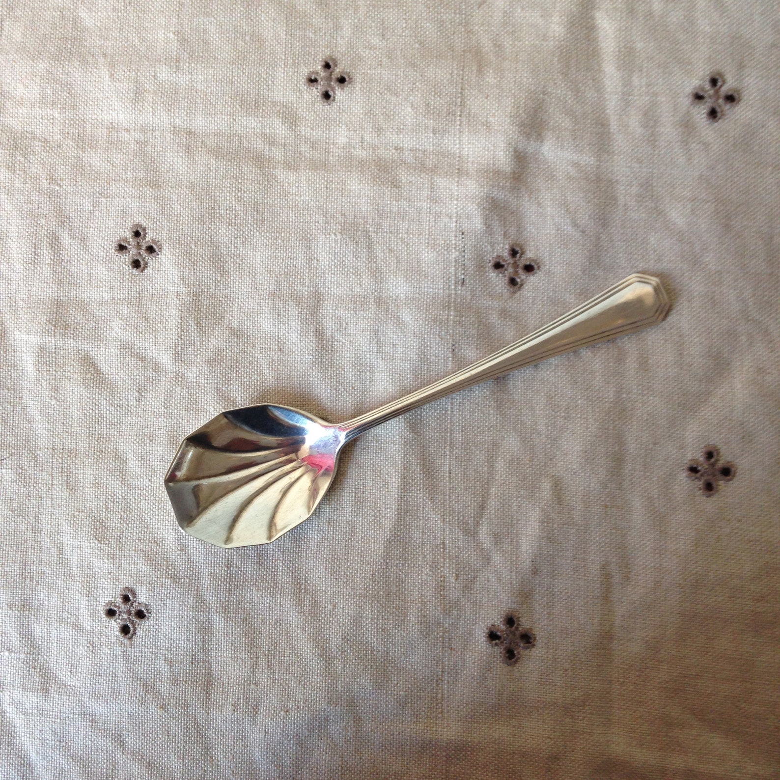 Vintage Scalloped Silver Spoon Solid Silver Sugar Spoon Etsy