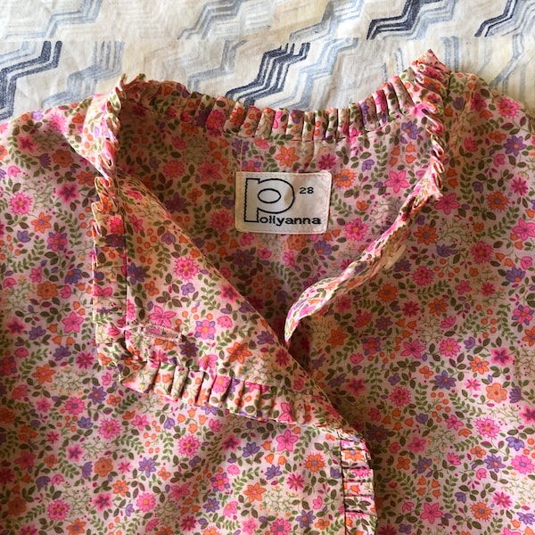 Vintage Child's Blouse - Girl's Floral Shirt - Pollyanna Blouse - Seventies Children's Clothing - Seventies Girl's Top