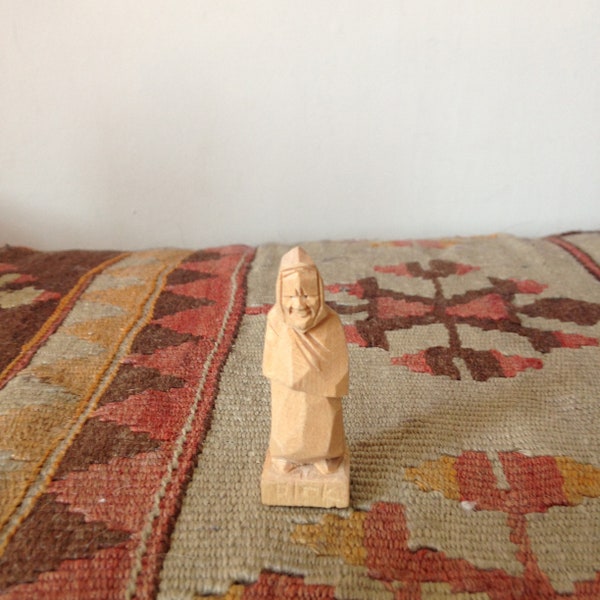 Vintage Wooden Figure - Mid-Century Wooden Figure - Hand-carved Figure - Old Woman Carving