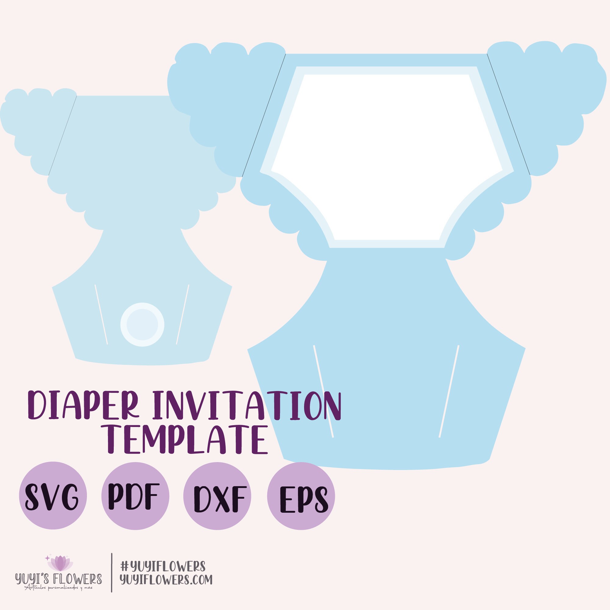Diaper Invitation template SVG // Invitación de fiesta de Etsy