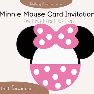 Minnie Mouse uitnodiging voor feest//DIY uitnodiging voor feest//SVG voor Cricut en silhouet//Minnie Mouse uitnodiging SVG