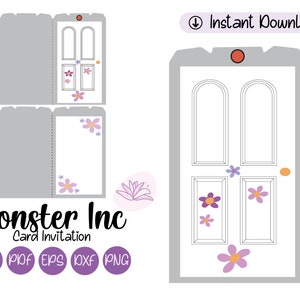 Monster Inc Einladungsvorlage (Tür) svg | pdf | dxf | png | eps - sofortiger Download - Cricut, Silhouette Cameo