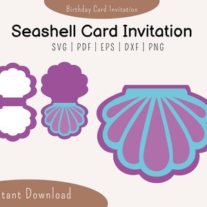 Little Mermaid Invitation Template - Seashell svg/pdf/dxf/png/eps instant download - Cricut, Silhouette Cameo