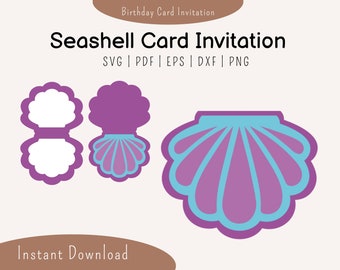 Little Mermaid Invitation Template - Seashell svg/pdf/dxf/png/eps instant download - Cricut, Silhouette Cameo