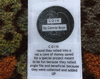 Coin mini poetry zine (Money / Spending) (I put this in Tech because it is early technology)