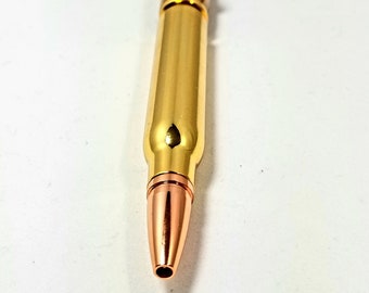 30 Caliber Bullet Cartridge Pen ~ Gold Finish and Bethlehem Olive Wood ~ Handcrafted Pen