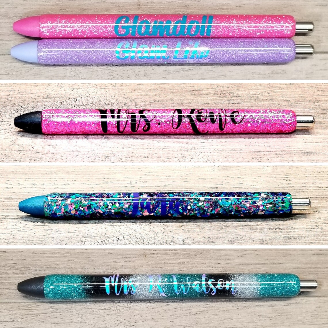 Personalized Glitter Pens Epoxy Pens Refill Included Etsy