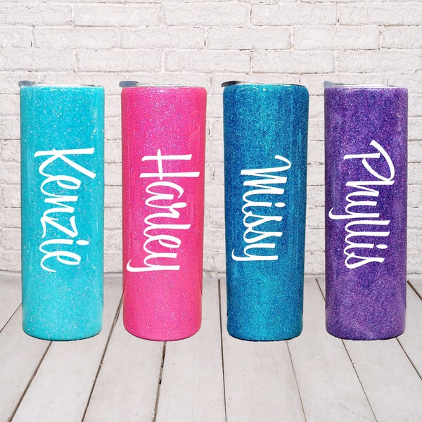 Glitter Tumbler ~ Personalized Tumbler ~ Skinny Glitter Tumbler ~ 30 oz. Stainless Steel Tumbler