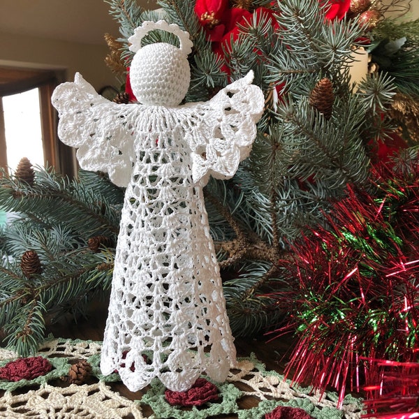 Crochet Angel Tree Topper; Crochet Angel; Handmade Angel; Holiday Tree Topper; Christmas Tree Topper; Holiday Home Display