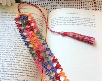 Crochet Bookmark, Multi Colored Bookmark, Tasseled Bookmark, Book Club Bookmarks, Book Club Accessories, Student's Planner Bookmark