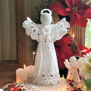 Crochet Angel Tree Topper, Christmas Tree Topper, Holiday Tree Topper, Christmas Tree Accessories, Large Treetop Angel