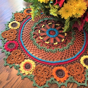 Crochet Doily, Made to Order, Fall Doily, Holiday Doily, Handmade Doily, 22 Inches Round Doily, Table Top Decor, Thanksgiving Decor image 1