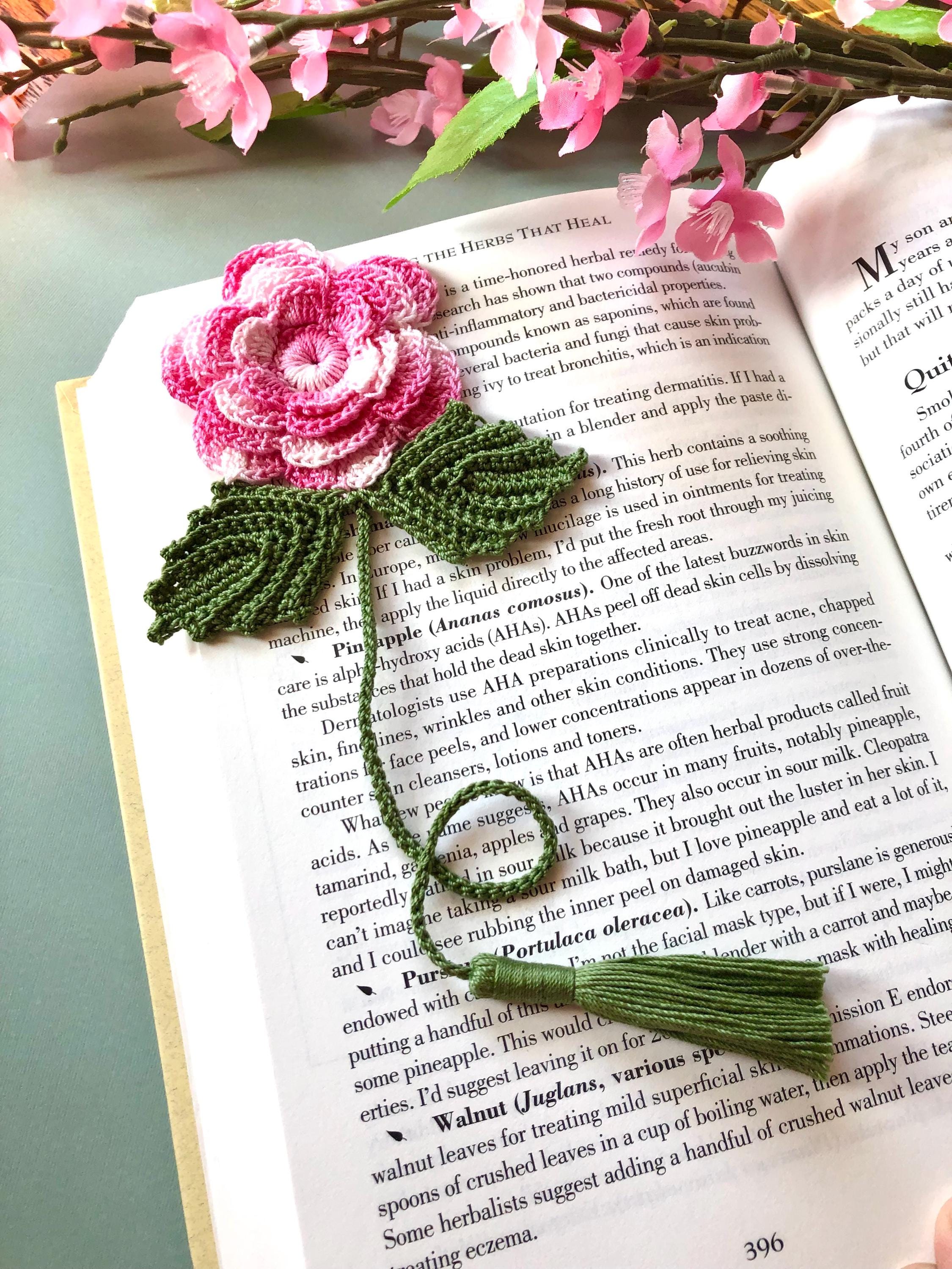 Crochet Flower Bookmark: Mercerized Cotton, Book Lover Gift - Etsy