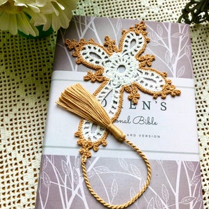 Crochet Cross Bookmark: Mercerized Cotton Bible Study Gift