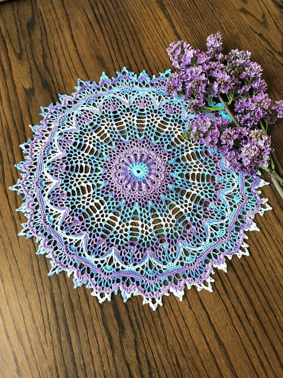 Joli napperon rond crochet fait main 02 : maison et deco textiles tapis